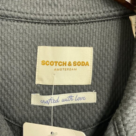 NEW Scotch & Soda Men's L Black Short Sleeve Button-Up Shirt Textured - Picture 6 of 13